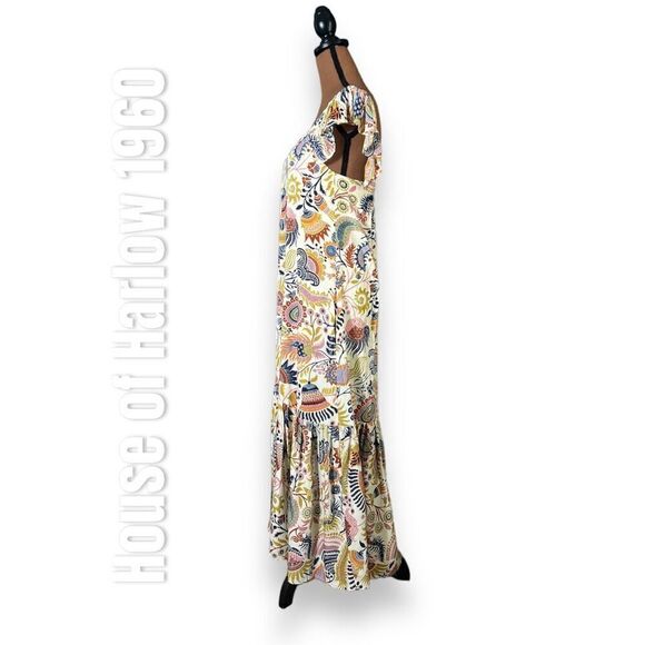 House of Harlow 1960 Molly Ivory Maxi Dress Boho Prairie Printed Women’s Small - Picture 3 of 10
